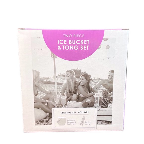 Diamond Embossed 2 Piece Serving Ice Bucket & Tong Set Shatter Resistant Purple - Picture 3 of 11